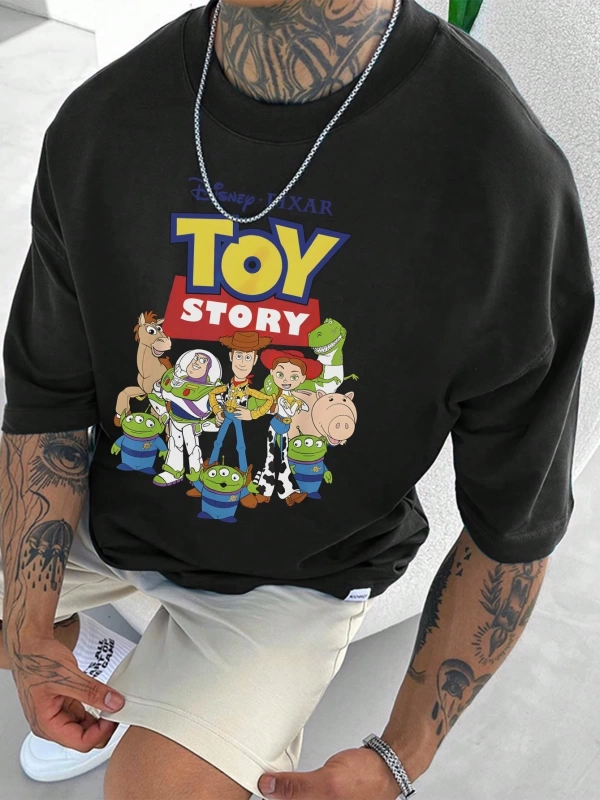 Disney Disney Monsters University Collab Erkek Günlük Karikatür Baskılı Kısa Kollu Tişört, Ya
