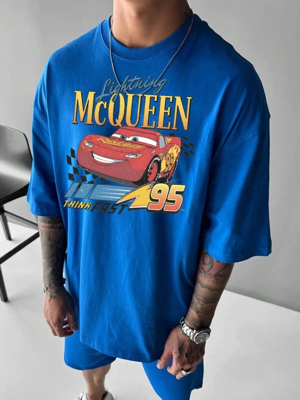 Disney Disney X Cars McQueen Erkek Günlük Karikatür Baskılı Kısa Kollu Tişört, Yaz