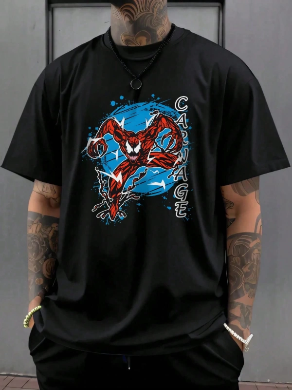 Disney Disney X Marvel Casual Erkek Karikatür Baskılı Kısa Kollu Tişört, Yaz