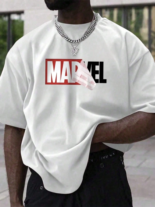 Disney Disney X Marvel Deadpool Ve Wolverine Grafik Baskılı Kısa Kollu Tişört Erkekler İçin,