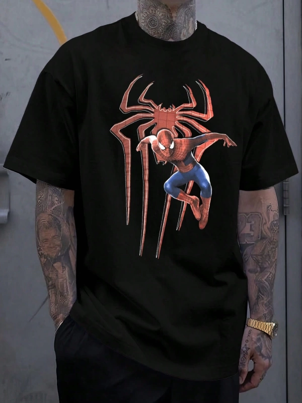 Disney Disney X Marvel SPIDER-MAN Erkek Günlük Karikatür Baskılı Kısa Kollu Tişört, Yaz