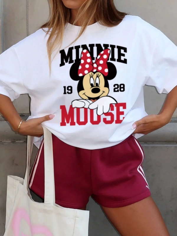 Disney  Kadın Yaz Basit Sevimli Disney Çizgi Film Karakteri Mickey Mous