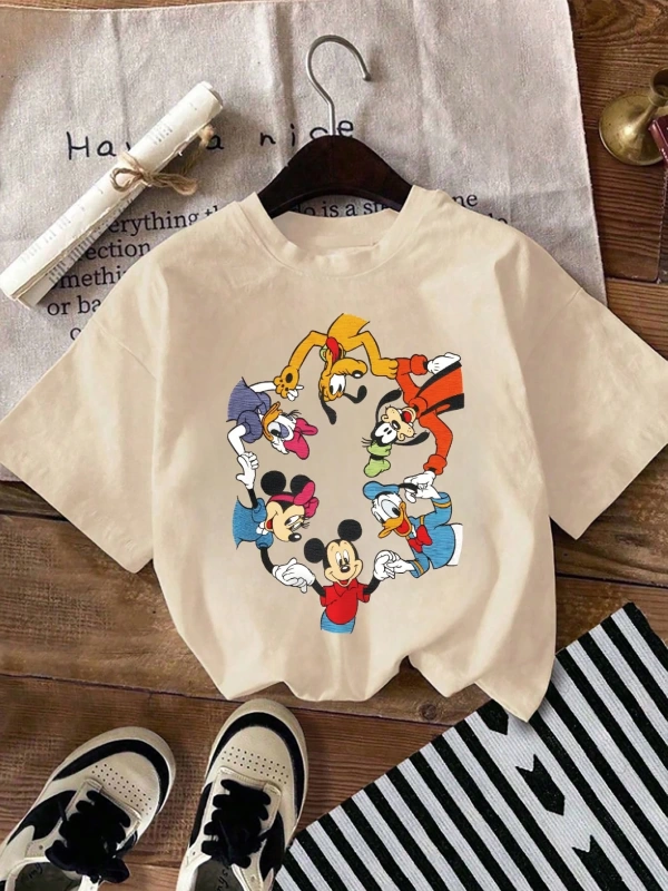 Disney Kadın Yaz Rahat Basit Sevimli Disney Çizgi Film Karakteri Bask