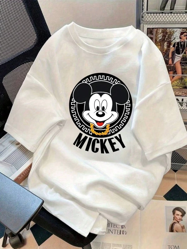 Disney Kadın Yaz Rahat Basit Sevimli Disney Karikatür Mickey Mouse Ba
