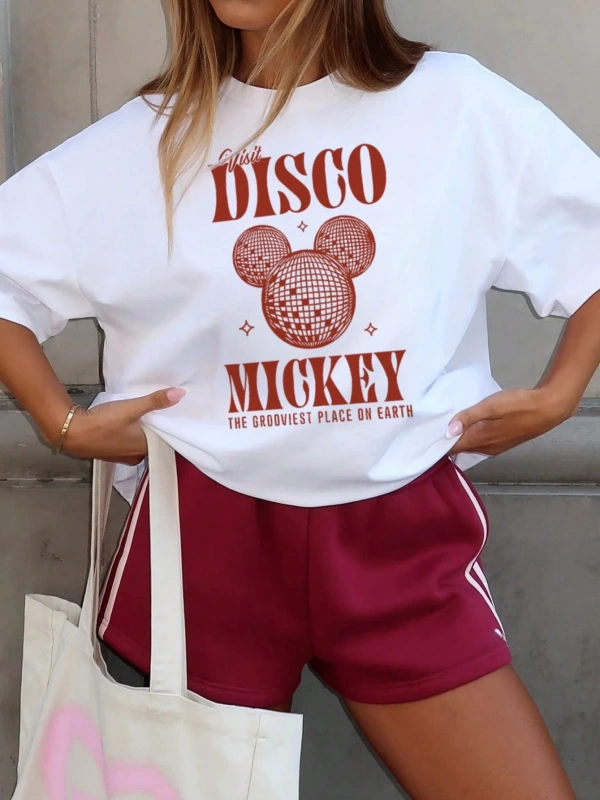 Disney Kadınlar için Basit ve Sevimli Disney Karikatür Mickey Mouse Baskıl
