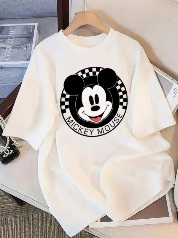 Disney Yaz Kadın Tişörtü, Basit ve Sevimli Disney Çizgi Film Karakter