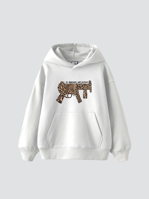 Dominate And Project Baskılı Oversize Unisex Premium Beyaz