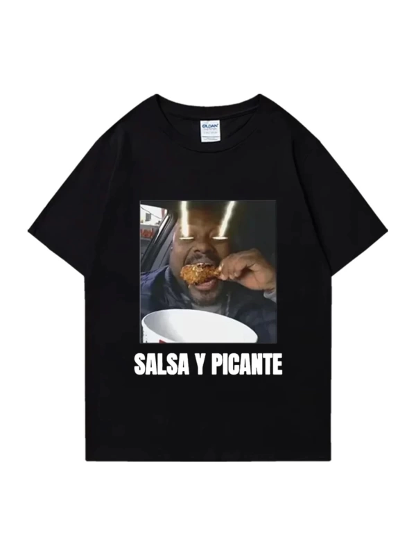 Don Pollo Salsa Y Picante komik grafik t shirt erkek kadın klasik punk Tee boy kısa kollu rah