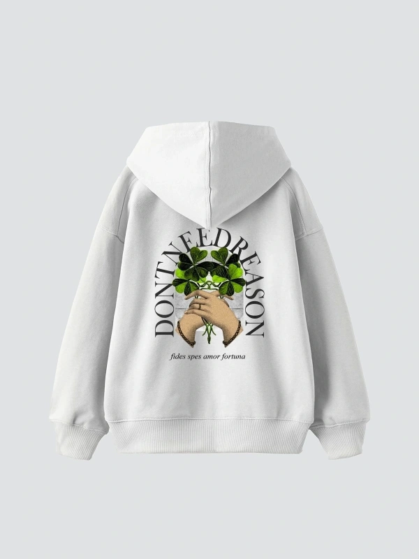 Dont Need Reason Baskılı Oversize Unisex Premium Beyaz