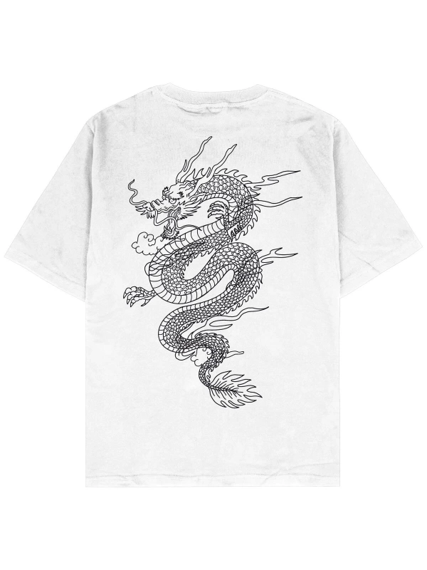 Dragon Beyaz Oversize Unisex T-shirt