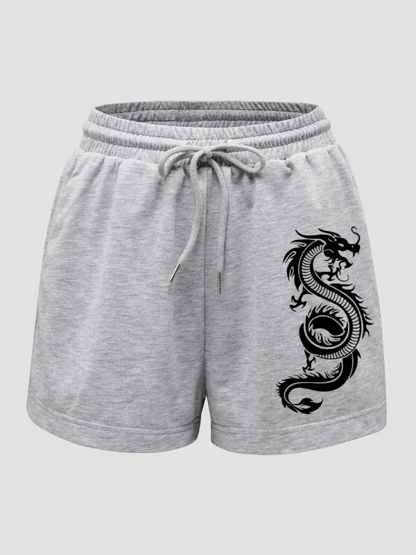 Dragon Grafik Bağcıklı Bel Pantolonu