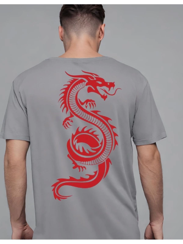 dragon sırt baskılı oversize t-shirt