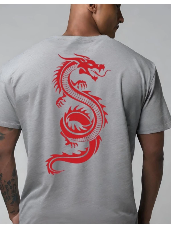 dragon sırt baskılı oversize t-shirt