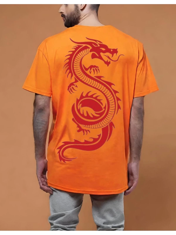dragon sırt baskılı oversize t-shirt