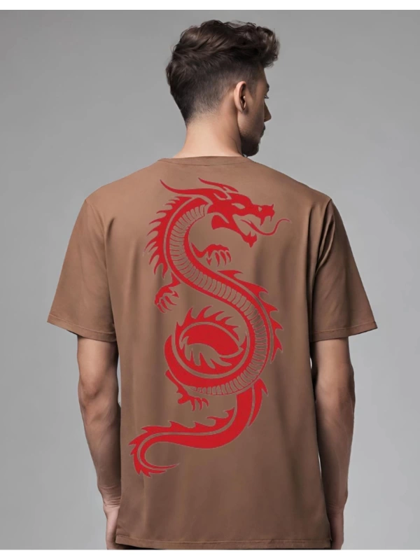 dragon sırt baskılı oversize t-shirt