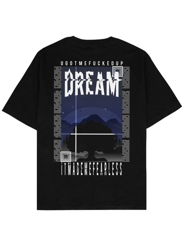 Dream Siyah Oversize Unisex T-shirt