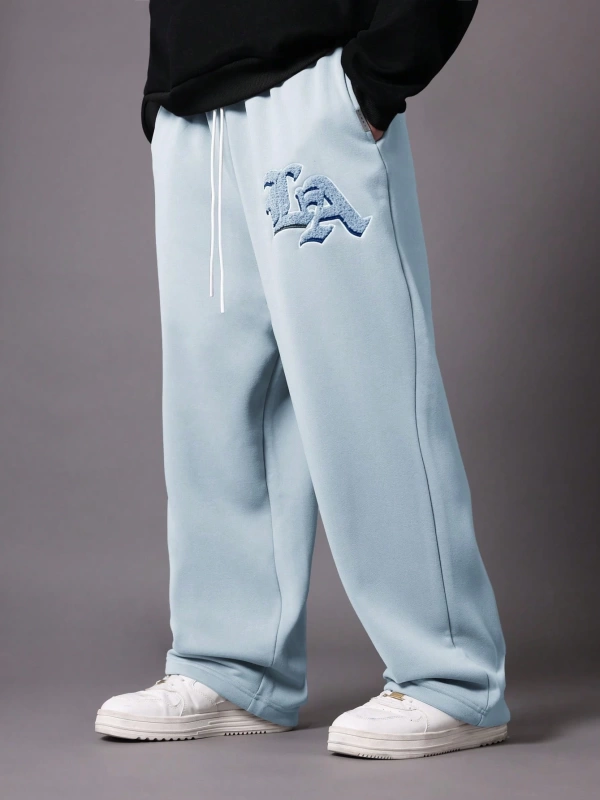 Drop Crotch Atletik Eşofman Altı Rahat Kesim Bol Jogger Pantolon İşlemeli Logo Kentsel
