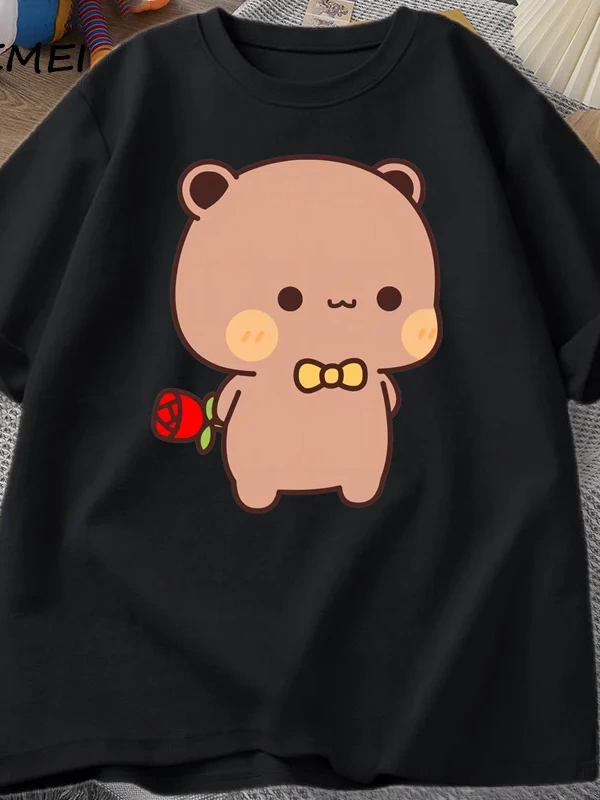DuDu ayı şaşırtıcı Panda BuBu bir çiçek T-shirt ile komik sevimli Buu Duu grafik T Shirt kadı 2871