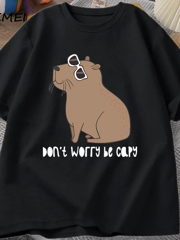 Endişelenmeyin Capy müthiş sevimli Capybara T-shirt adam rahat pamuk yaz T Shirt kısa kollu b 2955
