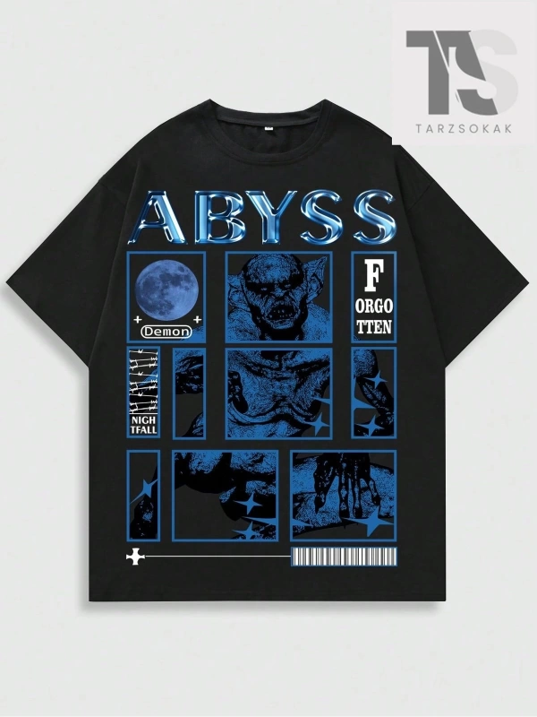Erkek Baskılı Karakter ve Harf Desenli T-shirt