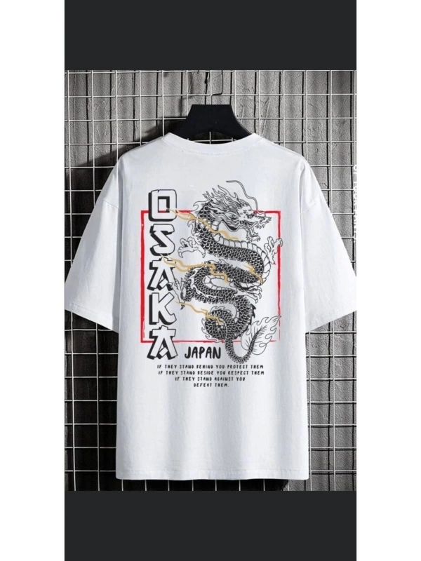 Erkek Beyaz Osaka Oversize Bisiklet Yaka Tshirt