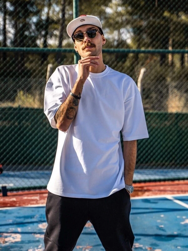 Erkek Beyaz Oversize T-shirt