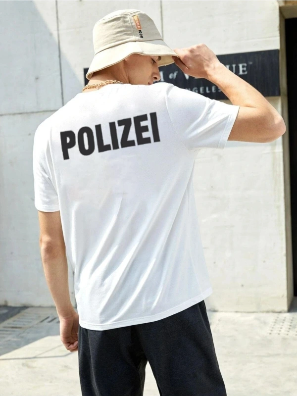 Erkek Beyaz Polizei Tshirt