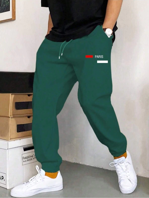 Erkek Büzgülü Bel Harf Desenli Jogger Pantolon