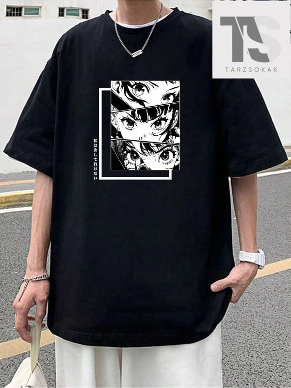 Erkek Çiçek Slogan Baskılı T-Shirt