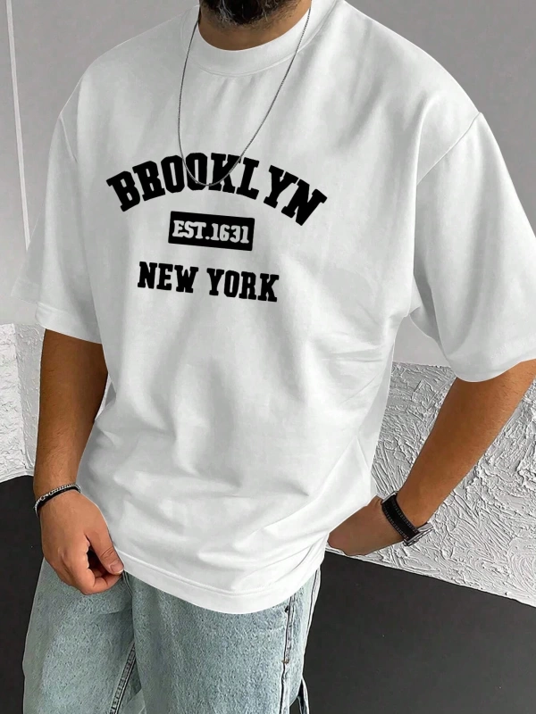 Erkek Crewneck Günlük Kısa Kollu Tişört, Seyahat İçin Uygun
