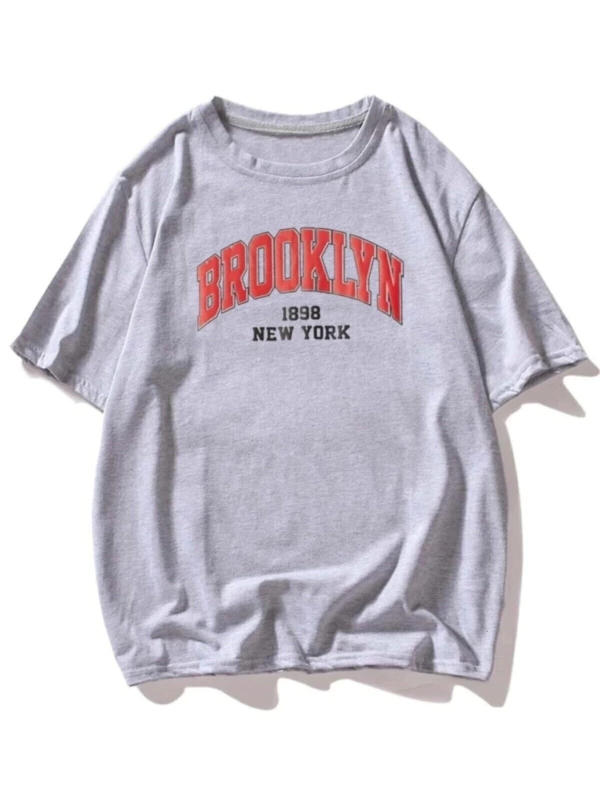 Erkek Gri Tişört Oversize Brooklyn T-shirt