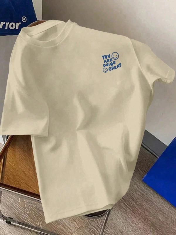 Erkek Günlük Yuvarlak Yaka Kısa Kollu Tişört, Düz Renk Minimalist Moda, İlkbahar ve Yaz Günlü