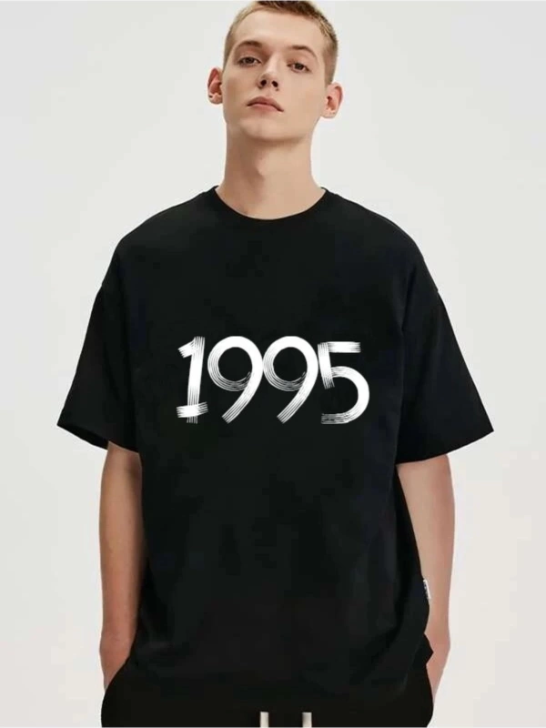 Erkek Kahverengi 1995 Baskılı Bisiklet Yaka Tshirt