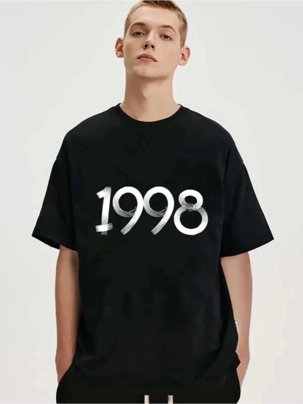 Erkek Kahverengi 1998 Baskılı Bisiklet Yaka Tshirt