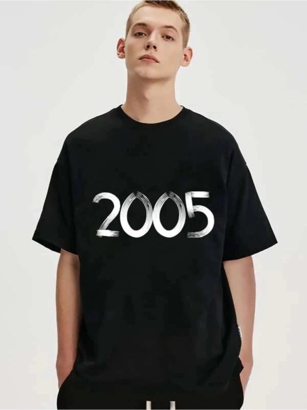 Erkek Kahverengi 2005 Baskılı Bisiklet Yaka Tshirt