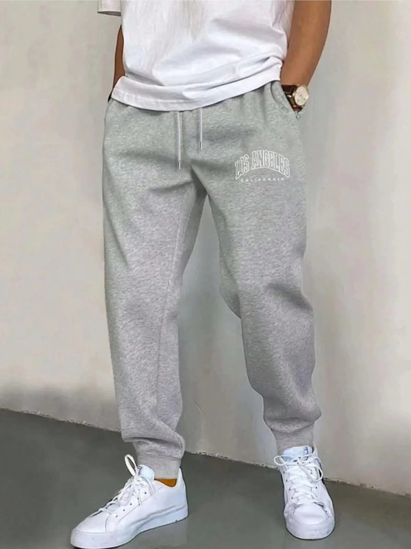 Erkek Mektup Baskılı Bağcıklı Bel Jogger Pantolon
