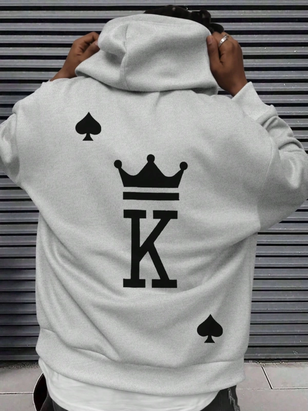 Erkek Mektup Baskılı Günlük Kapüşonlu Sweatshirt, Günlük Giyim İçin Uzun Koll