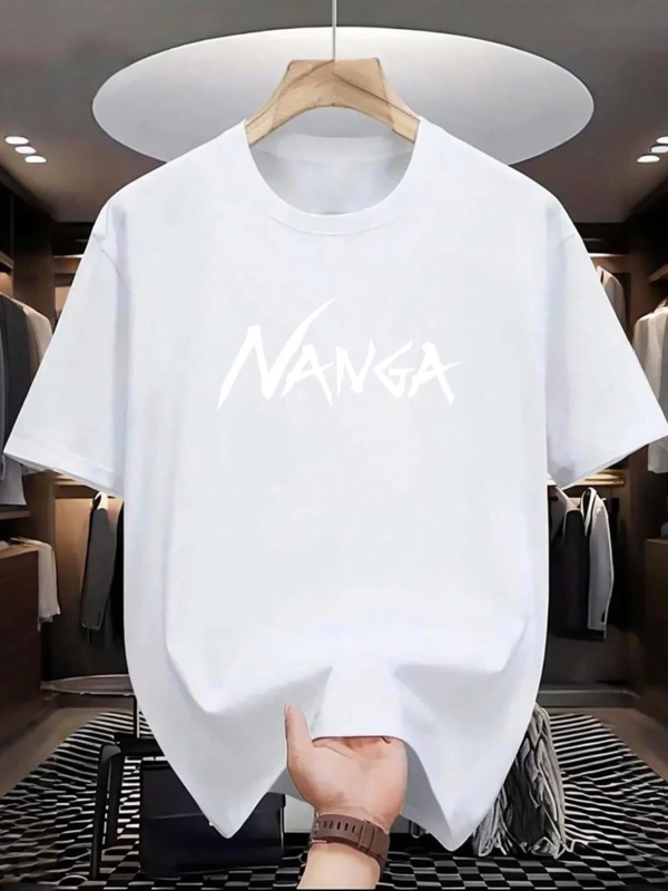 Erkek Mektup Baskılı Yuvarlak Yaka Kısa Kollu Rahat Slim Fit Tişört