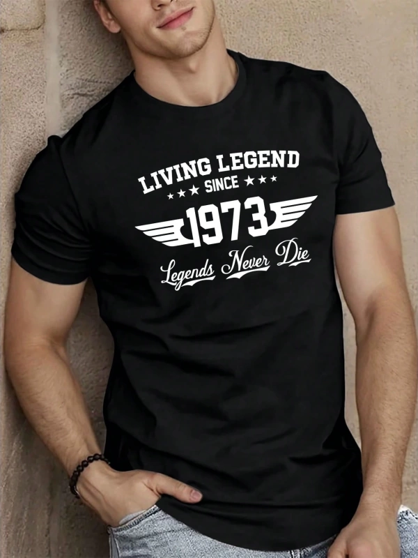 Erkek Mektup Baskılı Yuvarlak Yaka Kısa Kollu Rahat Slim Fit Tişört Erkekler