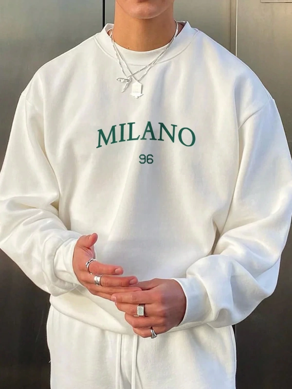 Erkek Modası Yaratıcı Tasarım Grafik Harf ve Baskılar Günlük Spor Kazak Sweatshirt
