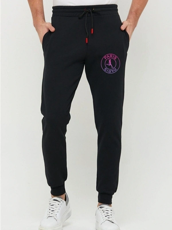 Erkek Siyah Slim Fit Dar Kesim Jogger Eşofman Altı 2 Iplik Şardonlu RLX044513