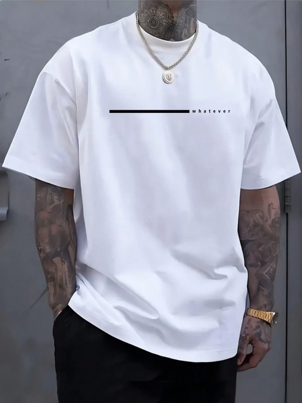 Erkek Slim Fit Harfli Grafik Baskılı Mürettebat Yaka Kısa Kollu Günlük Tişört