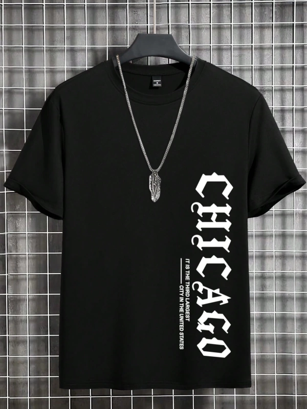 Erkek Slim Fit Yuvarlak Yaka Kısa Kollu Tişört, Yaz İçin Moda