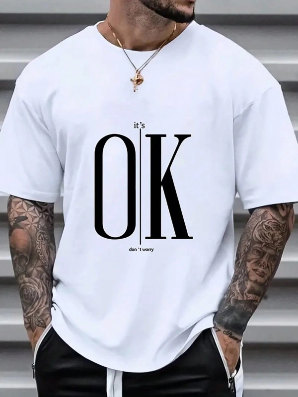 Erkek Slogan Grafik Tişört