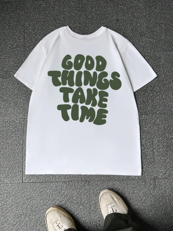 Erkek Tişörtleri Fit Crew Yaka Kısa Kollu Grafik Tişört Harf Grafik Rahat