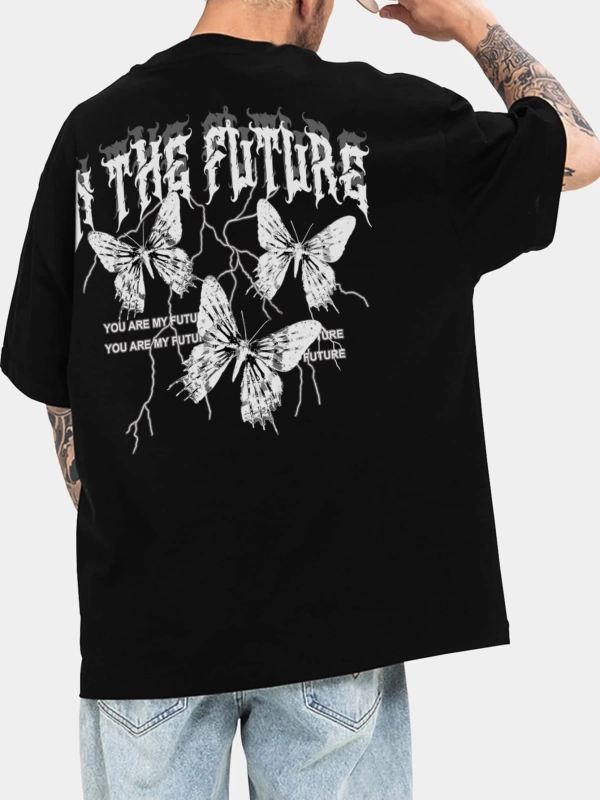 Erkek Tişörtleri Fit Crew Yaka Kısa Kollu Grafik Tişört Kelebek Sokak Yaz Poly