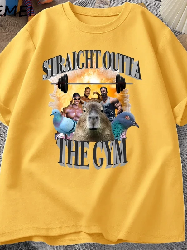 Erkekler için düz spor T Shirt dışında Capybara T Shirt egzersiz pamuk kısa kollu Tshirt Unis 3071