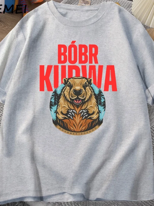 Erkekler T-Shirt adam Bober Bóbr Beaver Boberek T-Shirt pamuk karikatür grafik T Shirt Unisex 3049