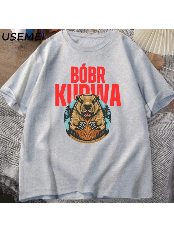 Erkekler T-Shirt adam Bober Bóbr Beaver Boberek T-Shirt pamuk karikatür grafik T Shirt Unisex
