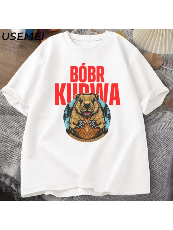 Erkekler T-Shirt adam Bober Bóbr Beaver Boberek T-Shirt pamuk karikatür grafik T Shirt Unisex